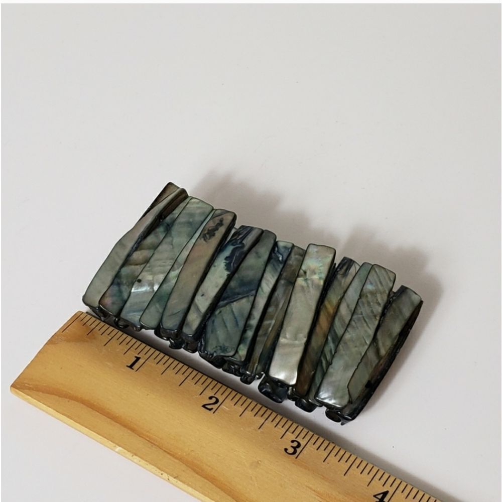 Abalone Shell Large Dramatic Stretch Bracelet Cuff - image 3